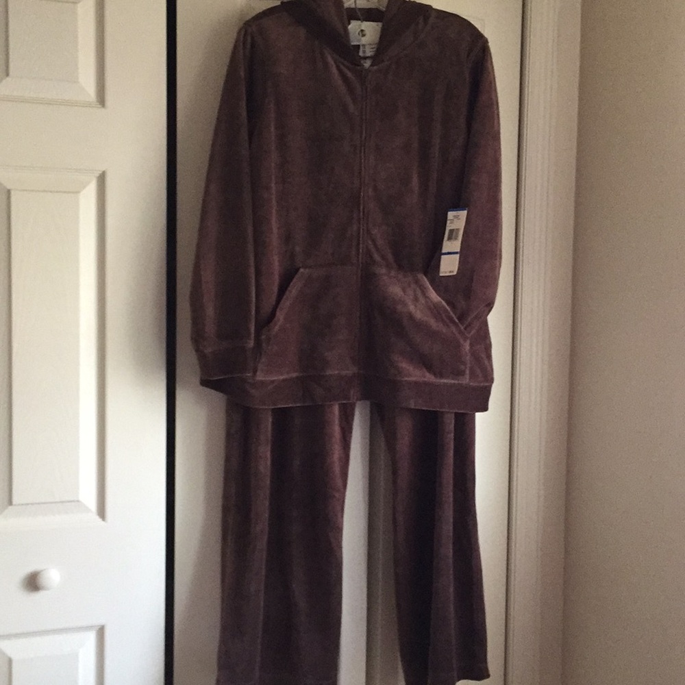 Jones New York Velour Track Suit, Sz. 1x/2x Brown